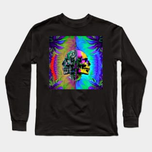 Vibrant Trippy Skull Art 4 Long Sleeve T-Shirt